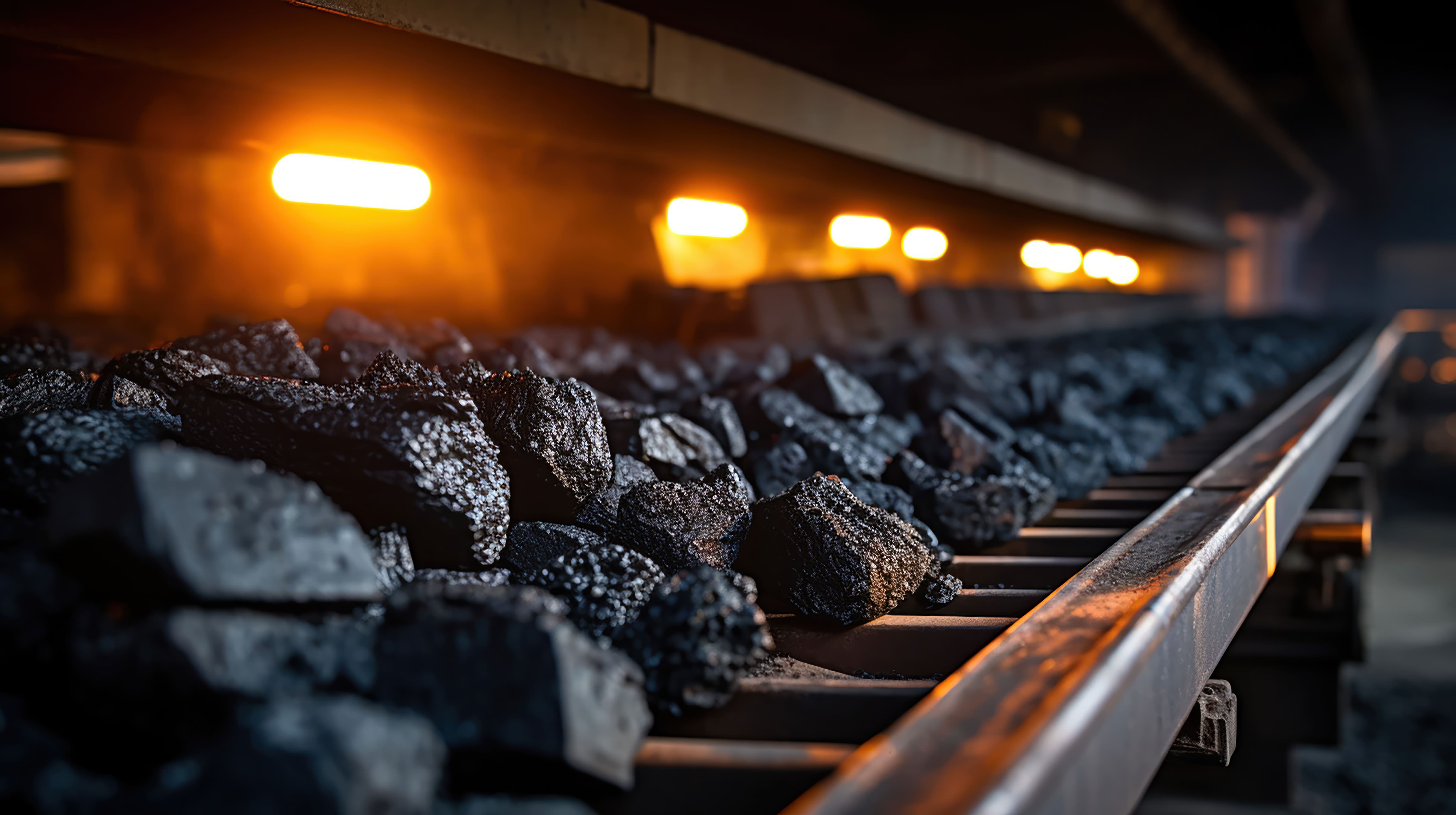 Coal conveyor belt in motion